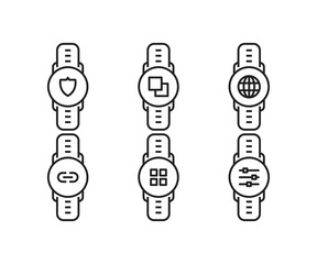 smartwatch and user interface icons set