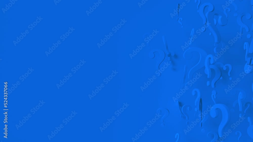Poster rotating blue question mark loop. abstract geometric animation render. seamless video with blank spa