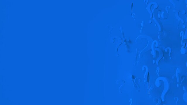 Rotating blue question mark loop. Abstract geometric animation render. Seamless video with blank space