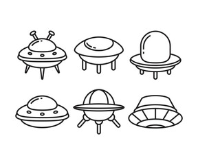 ufo icons set line illustration