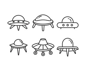 ufo icons set line illustration