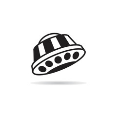 flying saucer icon on white background