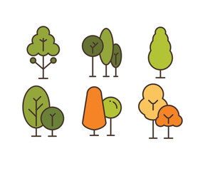 tree and plant icons set vector illustration