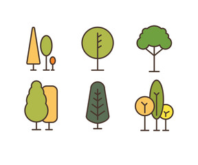 tree and plant icons set vector illustration