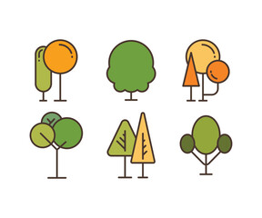 tree and plant icons set vector illustration