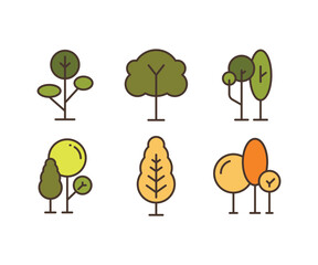 tree and plant icons set vector illustration