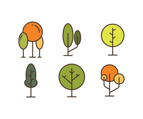 tree and plant icons set vector illustration