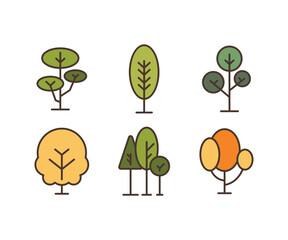 tree and plant icons set vector illustration