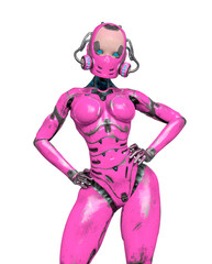 super gynoid is doing a power comic pose