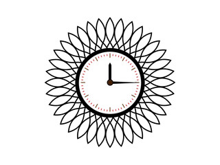 Clock face flower design Vector Art at illustration. creative and modern design. Clock Thin Line Vector Icon Stock Illustration.