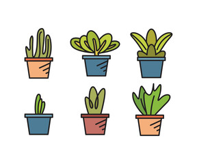 plant pot icons set vector illustration