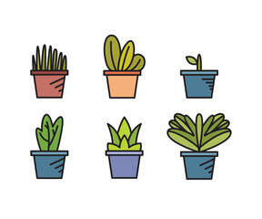 plant pot icons set vector illustration