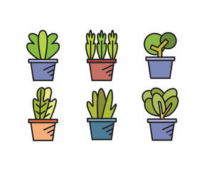 plant pot icons set vector illustration