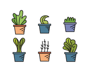 plant pot icons set vector illustration