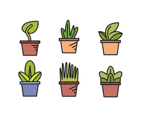 Fototapeta na wymiar plant pot icons set vector illustration