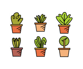 Obraz premium plant pot icons set vector illustration
