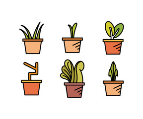 plant pot icons set vector illustration