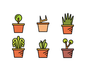 plant pot icons set vector illustration