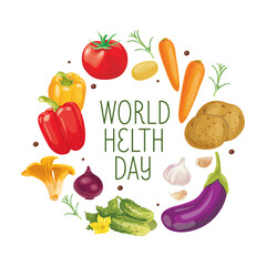 world food day vector illustration, colorful food background.