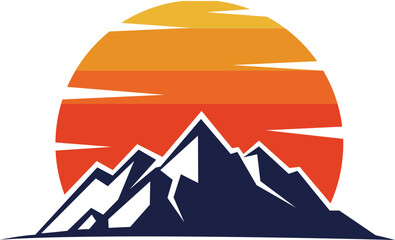 Mountain adventure logo premium vector illustrations, sunset outdoor 1 - obrazy, fototapety, plakaty