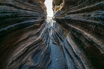 Las Grietas - volcanic fissure formed on the slopes of Montana Blanca. Lanzarote, Canary Islands....