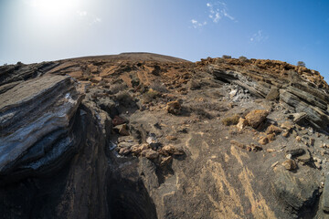 Typical volcanic landscape. Lanzarote, Canary Islands. Spain.