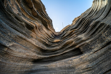 Las Grietas - volcanic fissure formed on the slopes of Montana Blanca. High Dynamic Range Image. Lanzarote, Canary Islands. Spain.