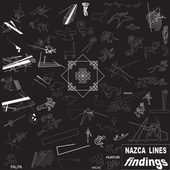Nazca lines Peru. Compilation of new Nazca lines, Hieroglyphics of Peruvian culture.