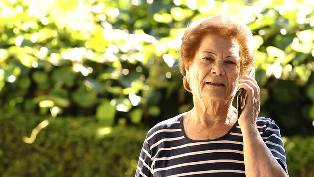 Grandmother Senior Woman Talking On Mobile Phone