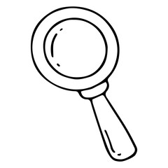 Vector magnifier icon. A hand-drawn doodle. Back to School education.