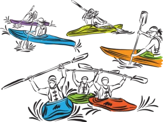 Foto op Canvas kayak extreme sport people stroke brush vector illustration © moniqcca