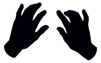 Hands on the keyboard. Vector drawing