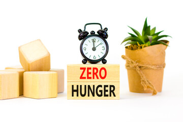 Zero hunger symbol. Concept words Zero hunger on wooden blocks on a beautiful white table white...