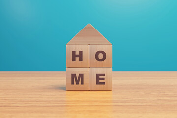 Obraz na płótnie Canvas House made of wooden blocks - Home, house, building, property, real estate, apartment