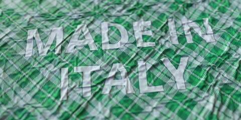 MADE IN ITALY text printed on a fabric, national textile production conceptual 3d rendering
