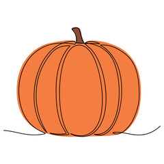 Continuous line drawing of pumpkin. Vector illustration