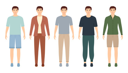 Fashion man in clothes for meeting with friends, home, business meeting. Vector illustration