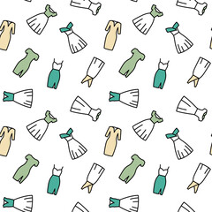 Seamless pattern with woman dress line icons. Vector illustration