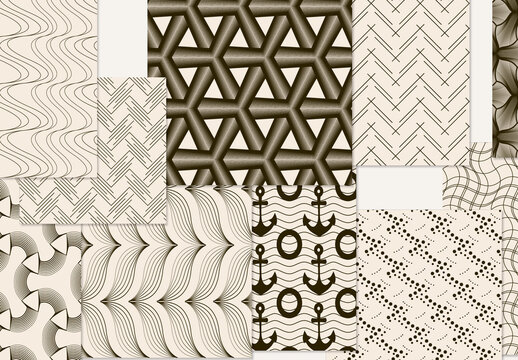 Set of Simple Retro Geometric Patterns