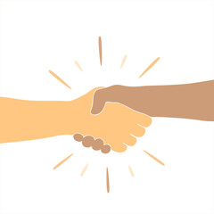 Flat handshake color pictogram is isolated on a white background. Handshake of business partners. Business handshake. Vector flat style illustration	