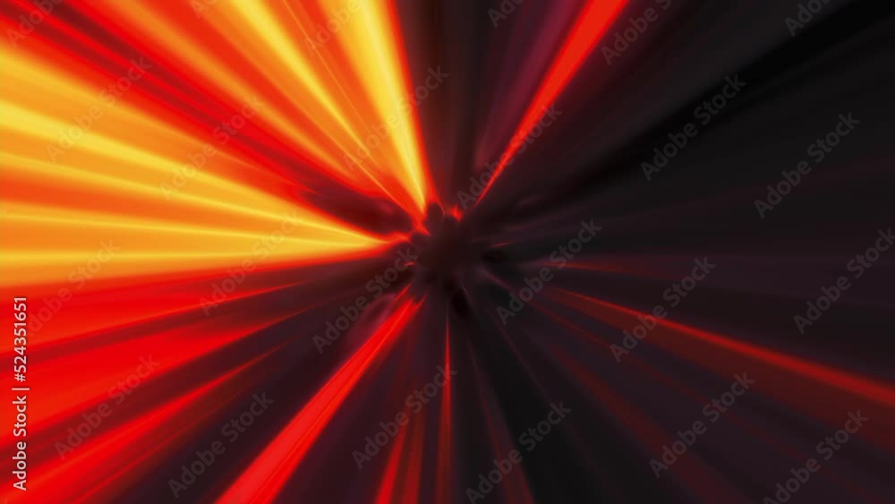 Poster tunnel with fiery rays. motion. beautiful fire lines in dizzying tunnel. rotating ray lines with fie