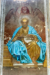 Naklejka premium Frescoes on the wall of an abandoned Orthodox church