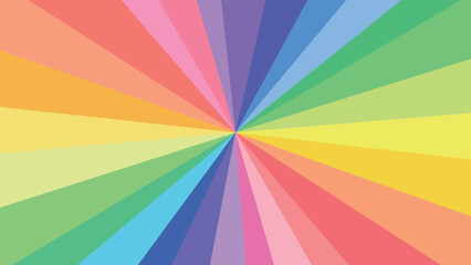 虹色ビビッドカラーの集中線放射背景