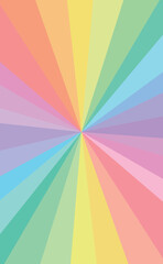 虹色パステルカラーの集中線放射背景　縦長