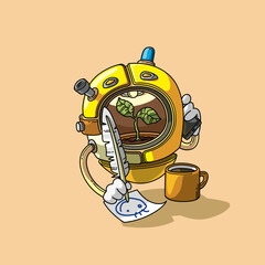 cute future writer bot with quill 