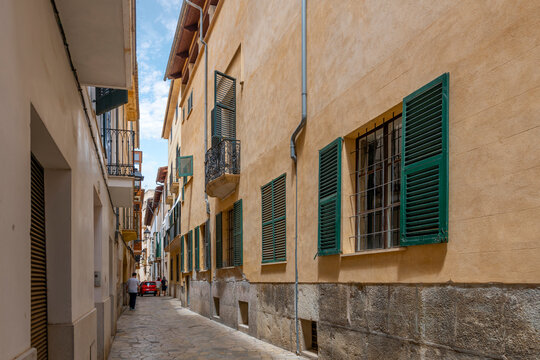 A typical medieval palace home in the Old Town Jewish Quarter or Sa Calatrava &ndash; Dalt Murada, near the Palma Cathedral in Palma de Mallorca, Spain.