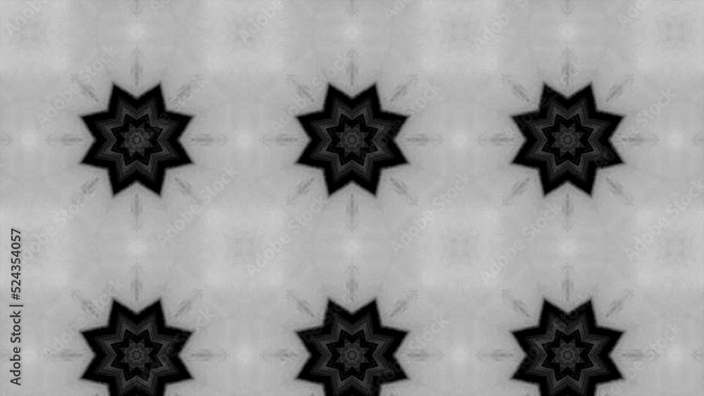 Poster beautiful changing pattern with stars. motion. animation of kaleidoscopic ornament with changing col