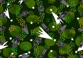 Cartoon seamless spaceship pattern for fabrics and kids and school notebooks and clothes print and kindergarten