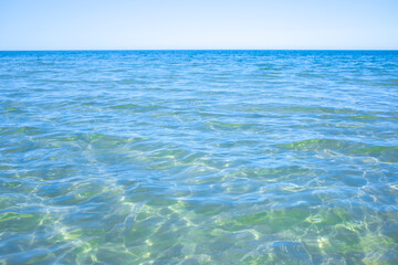 sea with waves and clear sky calm ocean water surface with small ripples