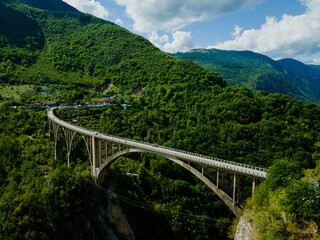 Fototapeta premium Bridge. Historic bridge. Montenegro. Aerial view.